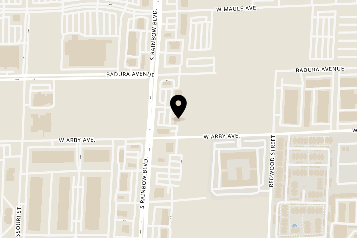 Map showing the location of Mang Felix Kitchen Rainbow on 7080 S Rainbow Blvd in Las Vegas